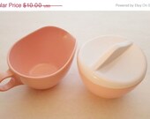 SPRING SALE Vintage Cream and Sugar Set Soft Pink and White Windsor Melmac, Plastic, Patio, Summer Made in U S A