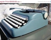 SPRING SALE Vintage Smith Corona Sterling Manual Typewriter, Portable Typewriter, Turquoise, Mad Men Style, Mid Century Modern, Made in U.S