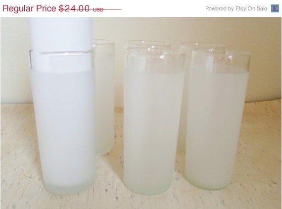 SPRING SALE Vintage Set of Six Libbey Frosted Bar Glasses  Mid Century Modern Barware  High Ball Glass  Glassware ( 16 available in all)