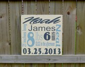 Personalized Child's Birth Information, Nursery Art, Decor for Baby, Custom Wood Sign