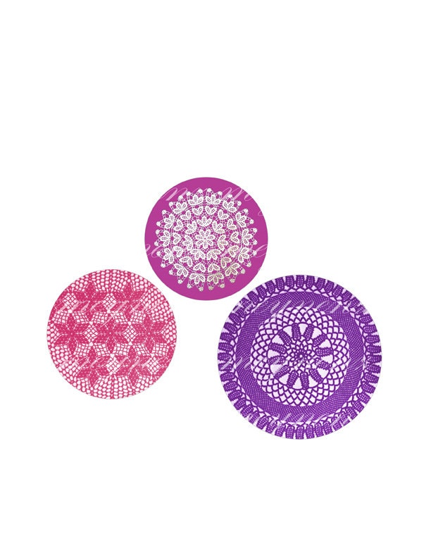 Lace Doily  -  Printable 1 inch round for jewelry, magnet, bottle cap, keychain, pendant, ring, brooch - Jpg File no. A120 - meynenz