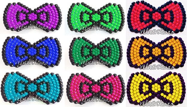 Bow Wow Crystal Encrusted Anywhere Clip - You Choose Your Colours - Cute - Kawaii - Kitsch - Decora