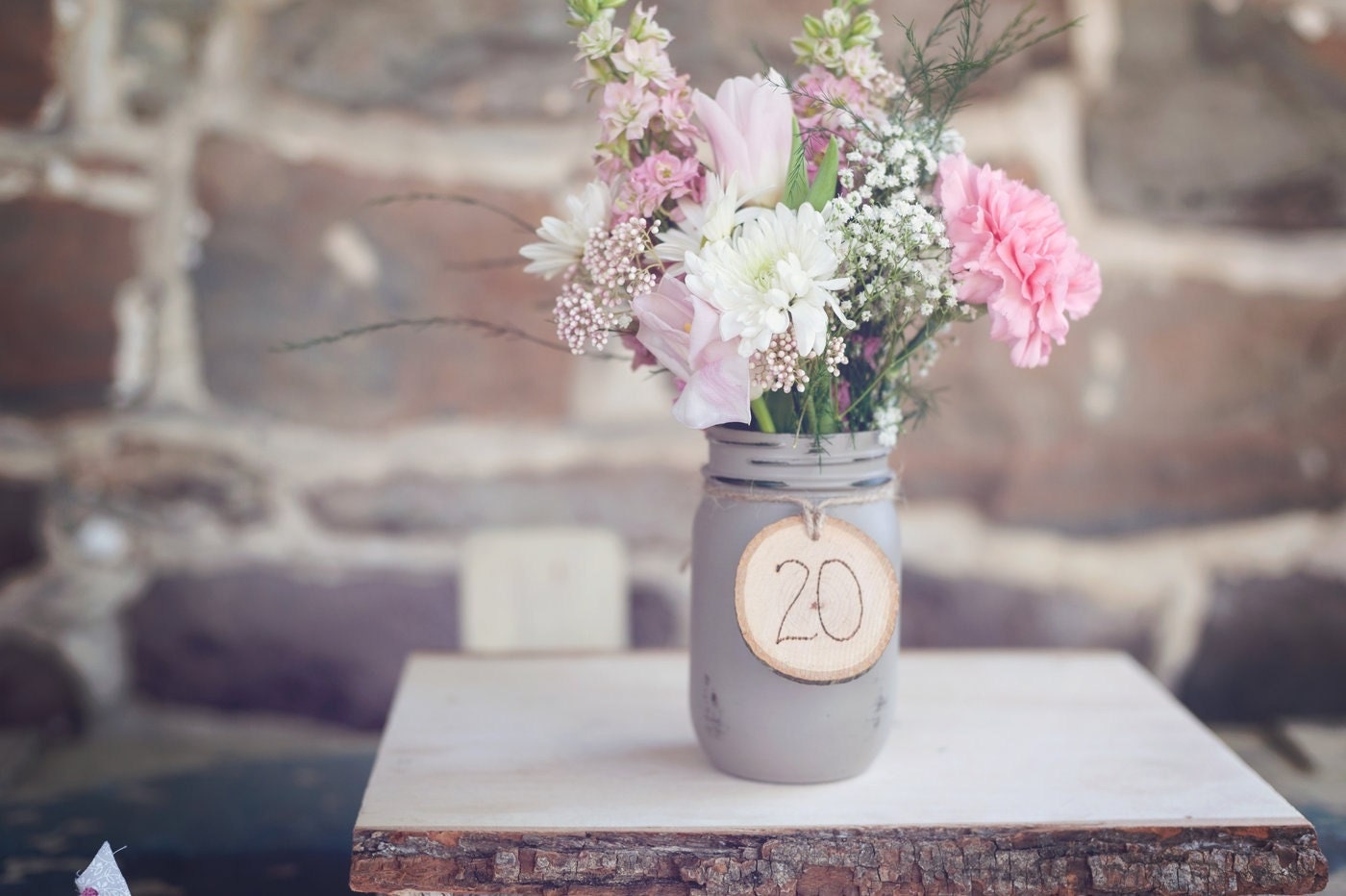 Rustic Hand Engraved Wood Slice Table Numbers Set of 20