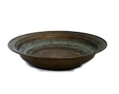 Earthy bowl vintage COPPER PATINA BRASS plated Rustic home decor, planter pot stand. Trinket dish, versatile container. Old world tableware