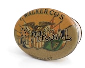 Vintage Tobacco Cigarettes Tin Box - Oval Shaped Metal Collection Box - Universal Walker Tobacco Case - 1960-70s