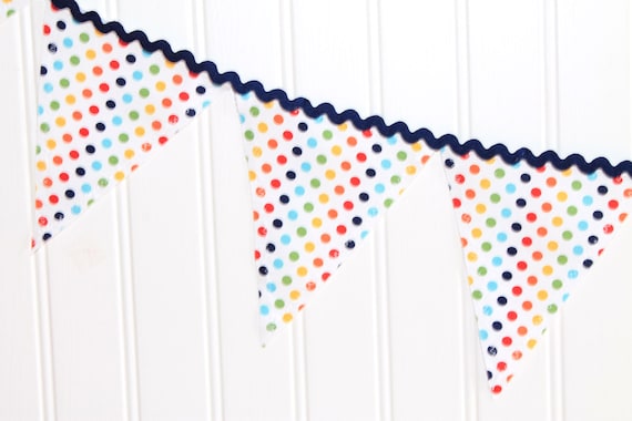 Primary Dot Fabric Pennant Banner