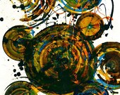 Spring Sale - LARGER Original Painting - Abstract Expressionism - Modern Home Decor - 1325.122712 - Indian Yellow And Green Moss Spheres