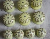 Handpainted cream and toffe brown drawer pulls and dresser knobs.Silver detail.Upscale furniture.
