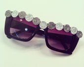 Cat Eye Sunglasses, Wayfarer Sunglasses, Embellished Sunglasses, Rhinestone Sunglasses, druzy, drusy, black sunglasses