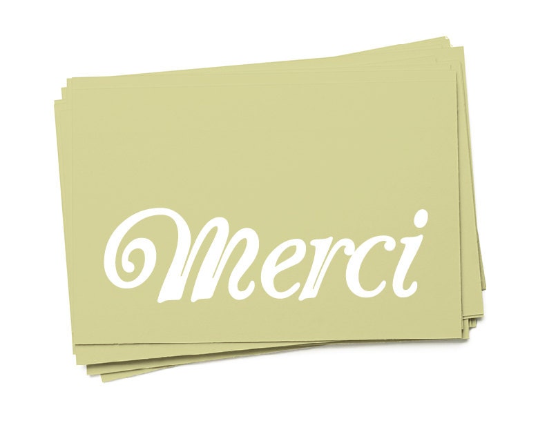 merci - pale green light olive thank you postcard - Set of 10 - 4x6"
