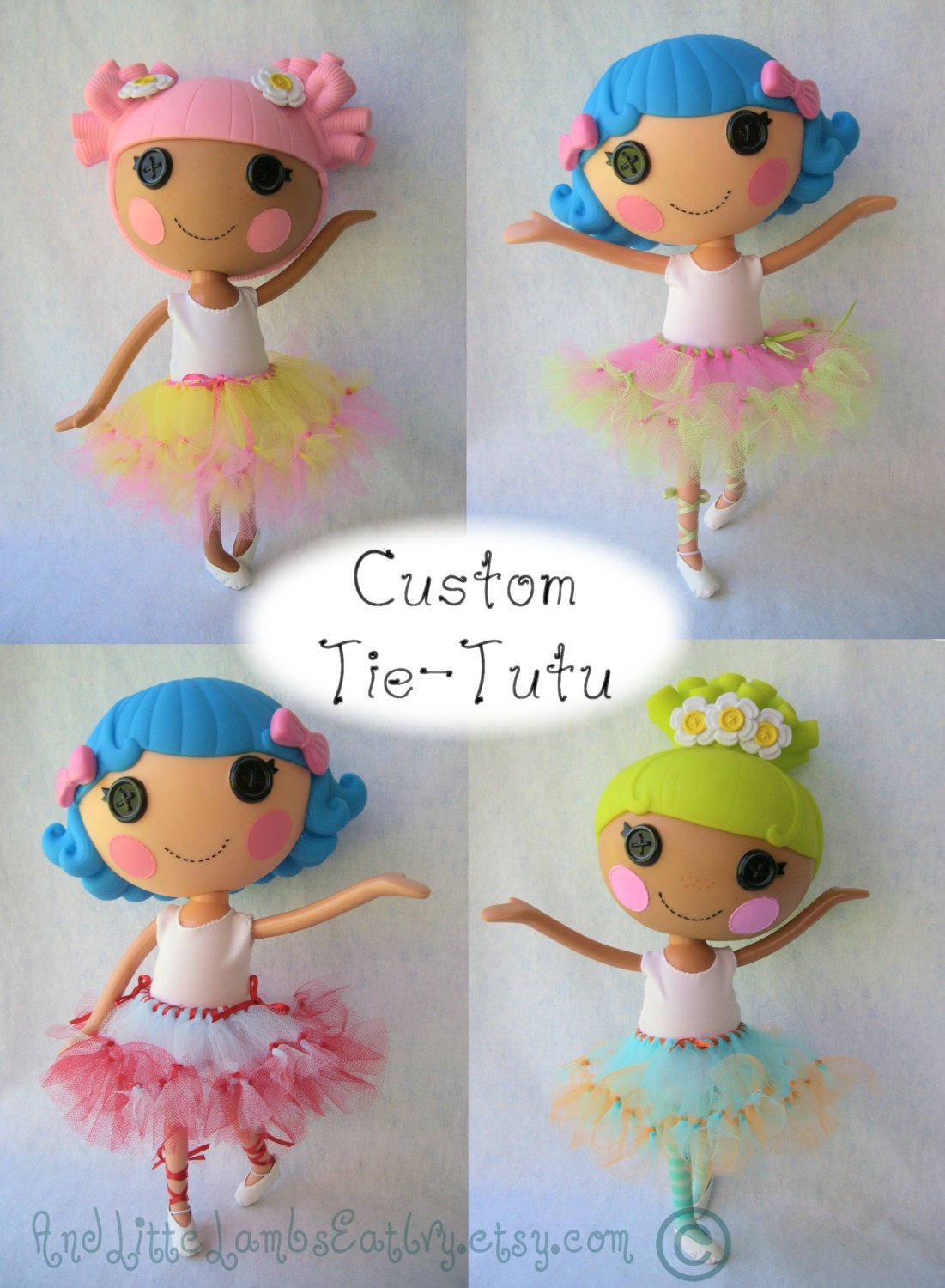 Lalaloopsy - Custom Tie-Tutu with Ribbon - Made to Order - You Choose the Colors - TUTU ONLY