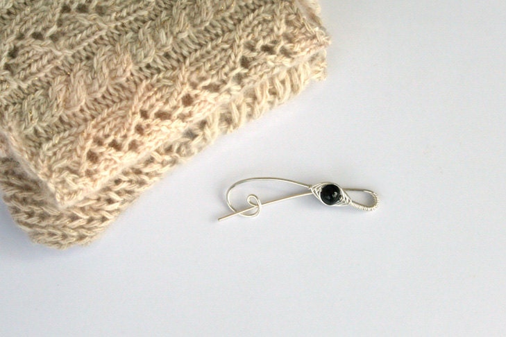 Silver Embrace Shawl Pin- Handmade in Sterling Silver with Black Onyx