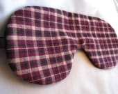 Cozy sleep mask - adjustable strap - Red and tan Plaid
