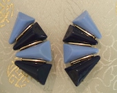 Fab Large Blue Thermoset Earrings, W.German