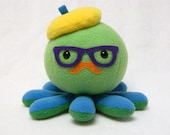 Hipster octopus plush toy with mustache and glasses