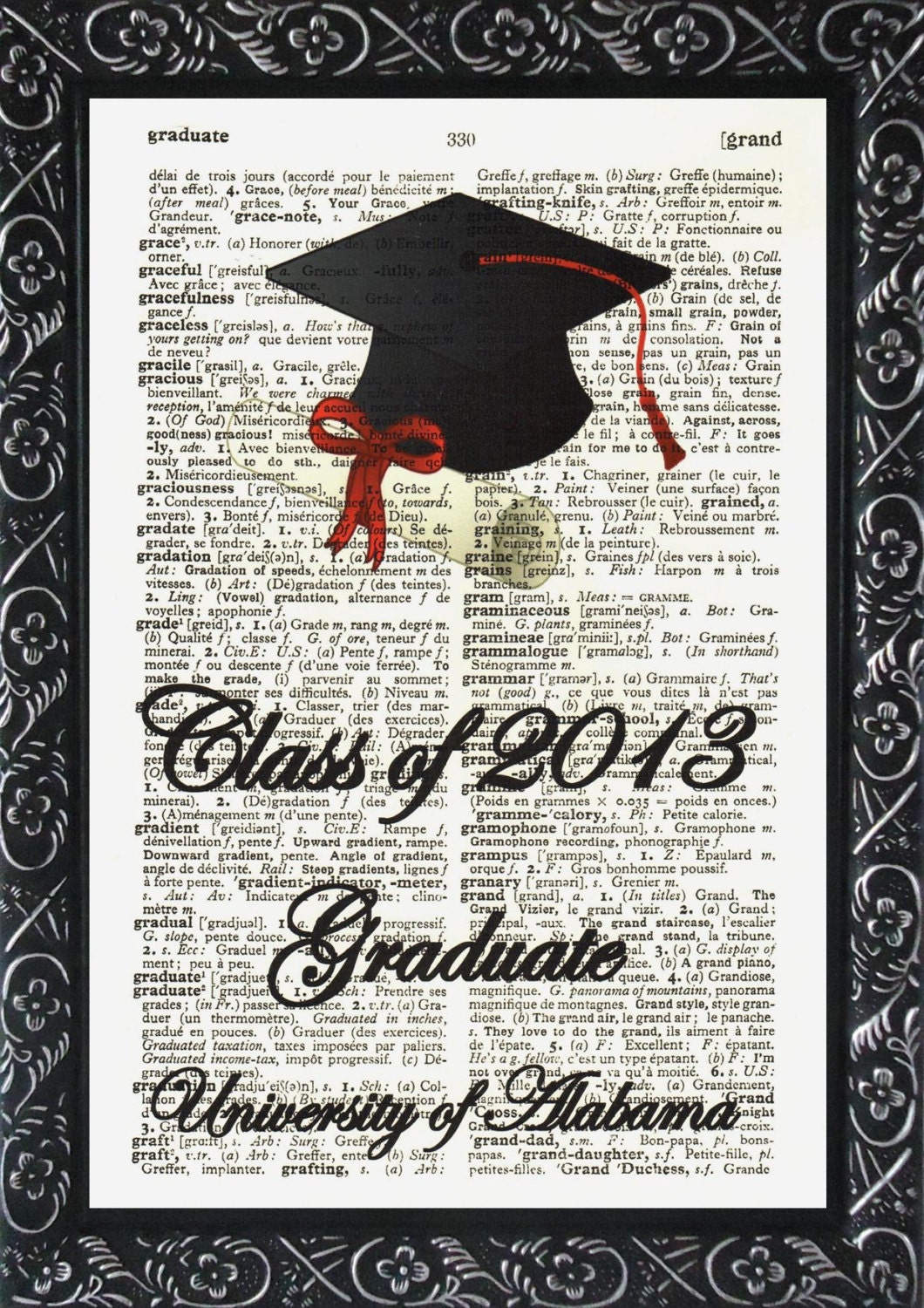 Graduate print personalized graduate gift your text on this print school art on the dictionary graduate page for your wall (583)