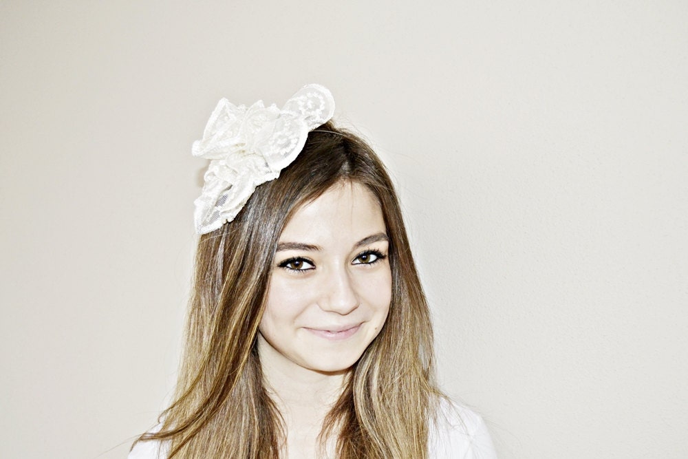 Ivory Lace Roses Bridal Hair Band