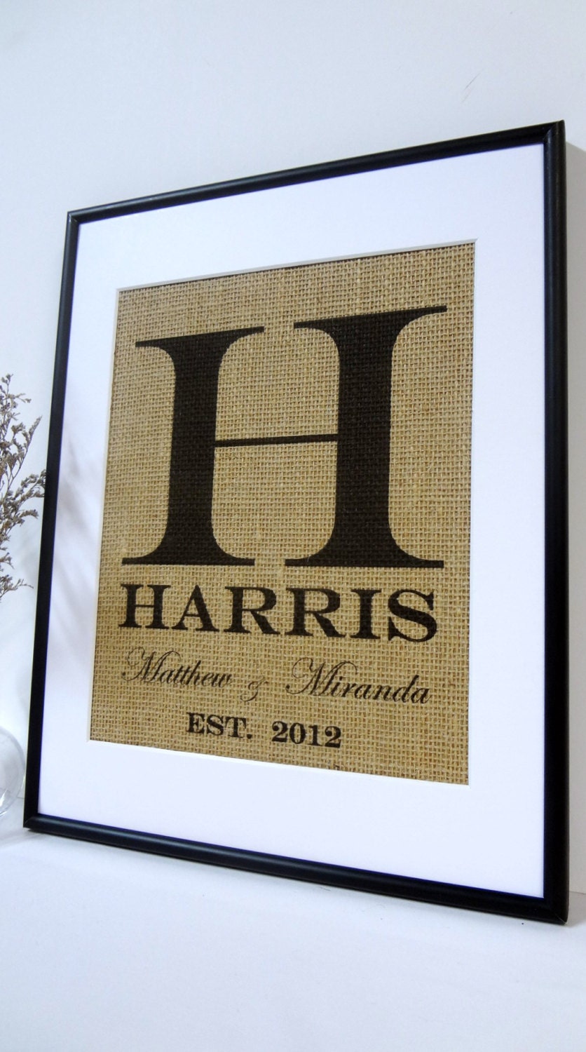 Rustic Burlap Wedding Print , Wedding Gift, Personalized Engagement Gift ,  Anniversary Gift