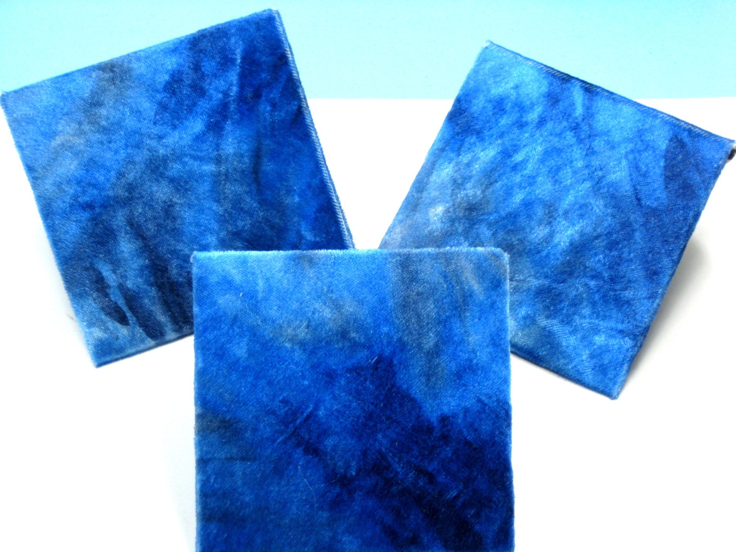 3  Blue Ocean Velvet Silk Fabric Envelope, Unique Hand Crafted Blue Velvet Fabric Envelopes, Lined With Brown Animal print Cardstock Designs