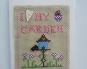 Cross Stitch I Love My Garden Card Original Design