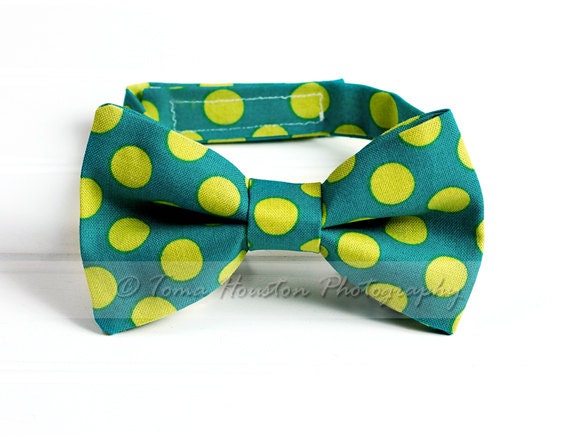 Boy's Bow Tie, Newborn, Baby, Child- Jade Green, Lime Green Polka Dot (2-3 Business Day Processing)