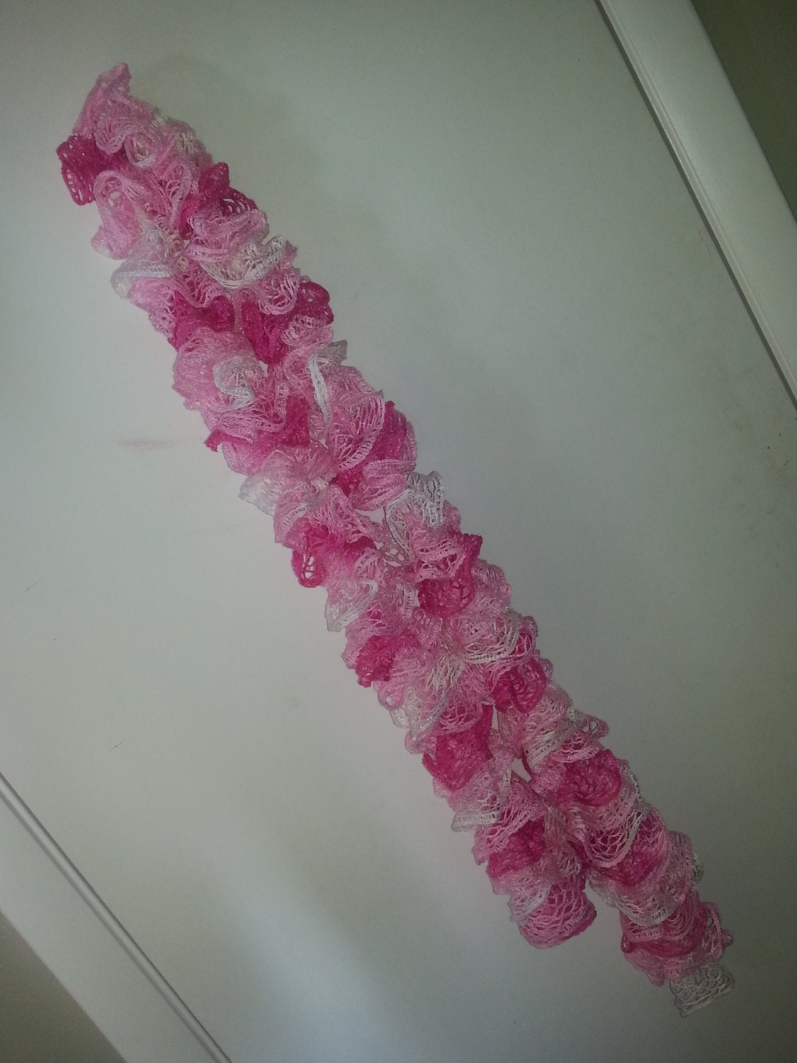 Sashay Knitted Ruffle Pink Scarf