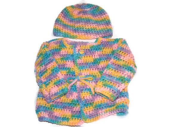 Newborn Girl Sweater and Hat 6 to 9 Months