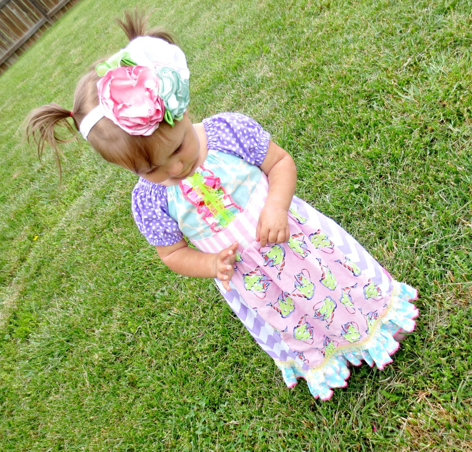 Girls Peasant Dress Sizes 12 months - 6 yrs How Does Your Garden Grow Line Little 4 Awhile