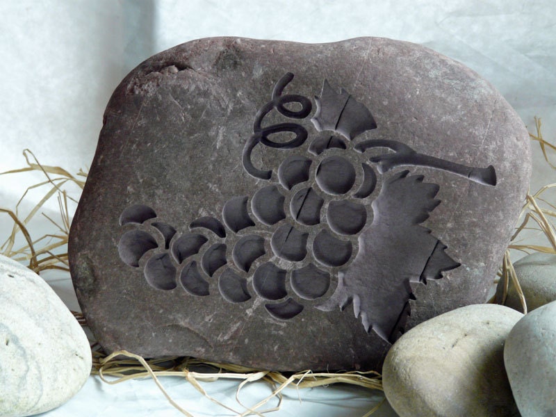 Dark Grapes Engraved Door Stop Stone