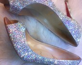 Bling shoe Seamless crystal peep toe High heel shoe 4" handmade w/ Swarovski element
