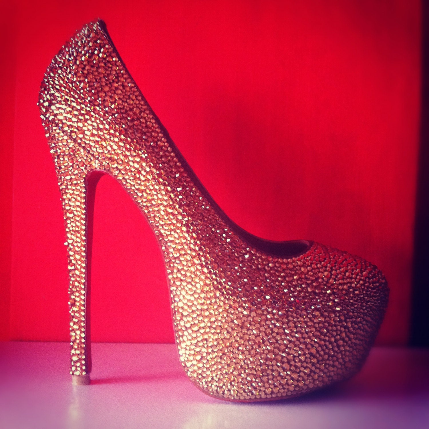 Bling Crystal High heel Platform shoe  6" Strass w/ Swarovski element