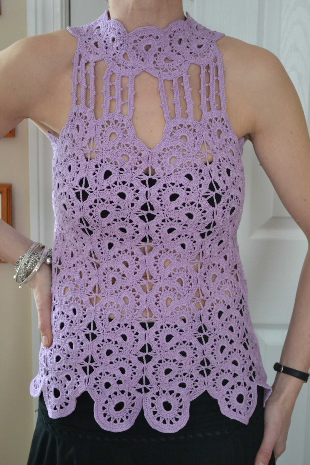 Sweet Violet / Custom Made / Hand Made Crochet / Cotton / Size 0 to 20/ Tank Top by acharettka - acharettka