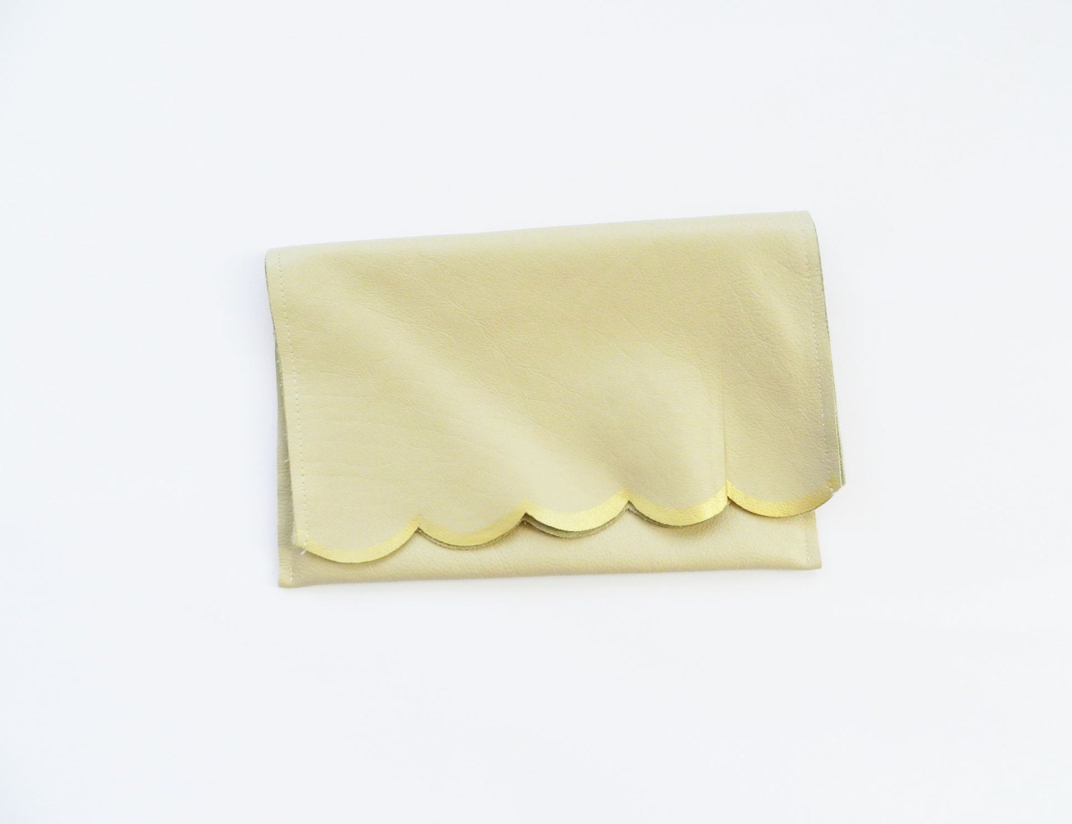 Tilly Clutch - Bone/Gold Tipped Leather