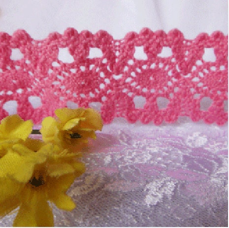 Lace Trim Sweet Pink Cotton Lace Fabric Wedding Fabric DIY 1.42" width 1 yard