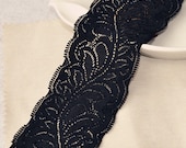 Lace Trim Black Stretch Soft Lace Fabric Wedding Fabric 2.44" width 2 yards