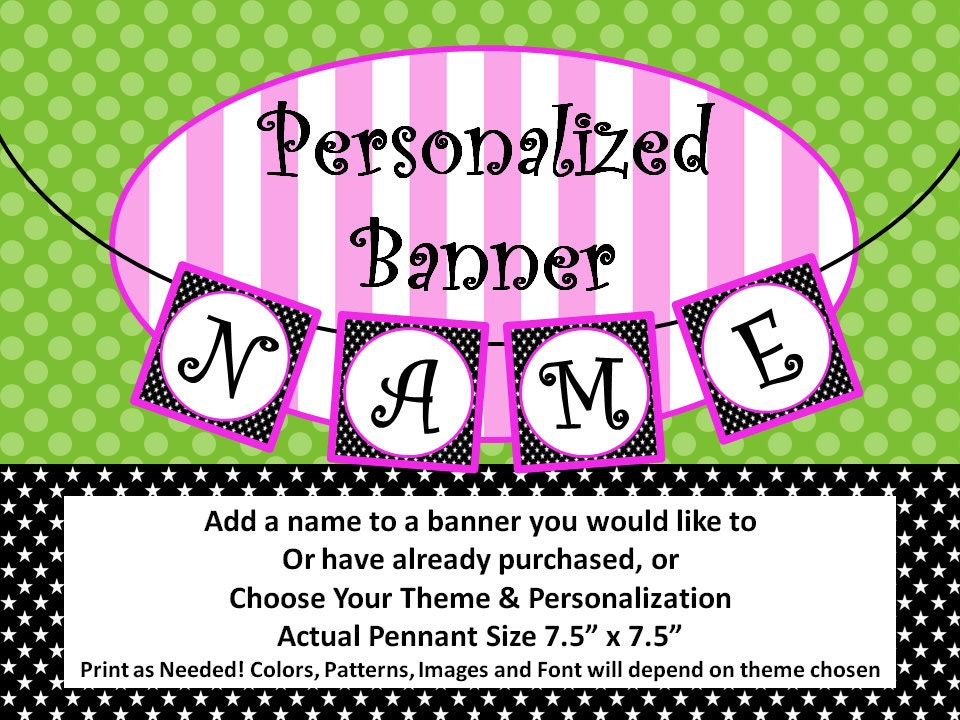 Banner Add On - Add a Name - Personalized Banner Fee - Custom DIY Printable Party Decorations Il_170x135
