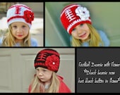 TODDLER - Husker Football Beanie w/ Flower