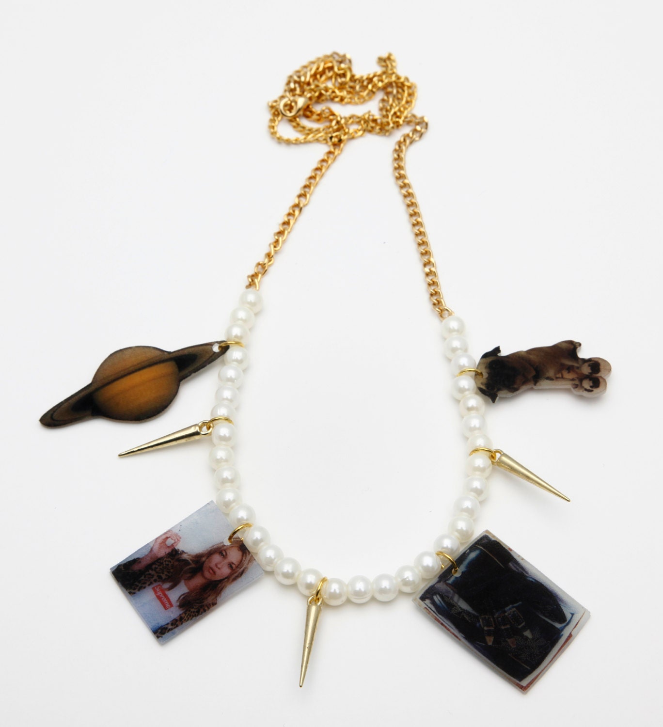 build your own pearl and spike charm necklace: inspiration collection