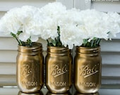 Gold Painted Mason Jar
