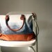 Grey & White Leather Bag