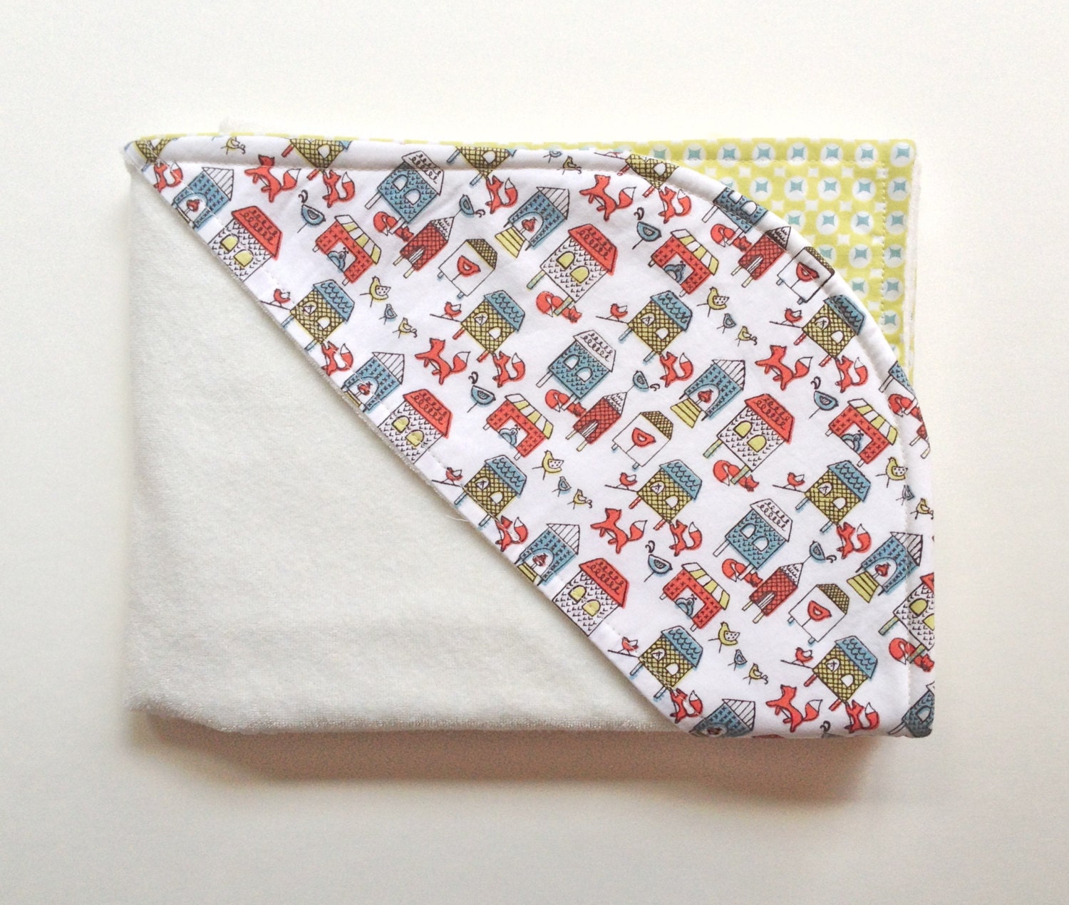fox and hen organic baby hooded towel and washcloth set