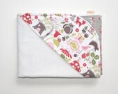elifn forest pink organic baby hooded towel & washcloth set