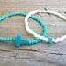 Turquoise cross and turquoise chip bracelet duo