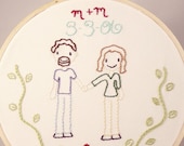 CUSTOM 6" Couple Wall Art Hoop hand embroidered wall art personalized ooak