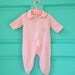 Vintage Pink Terrycloth Rainbow Kitty Infant Sleeper 0-3 Months
