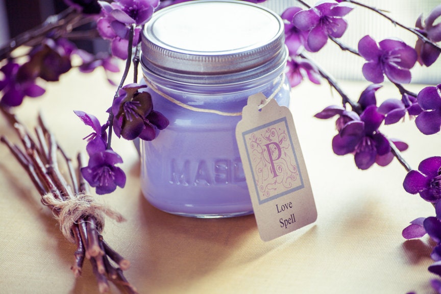 Love Spell Scented Soy Candle in 8oz Mason Jar