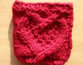 Red Heart Cup Cozy, Reuseable, Hand Knit Sleeve for Hot Beverage, Tea, or Coffee - Valentine's Day Sweetheart Gift