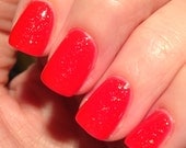 Mango Tango by Piper Polish Co. - Neon Red/Orange Jelly Polish with Micro Iridescent Glitter - 5ml Sample Size
