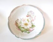 Vintage Lehmann Arzberg Large Lusterware Serving Bowl Seafoam Green with White Roses - Bavaria Germany Circa 1920's - 1930's
