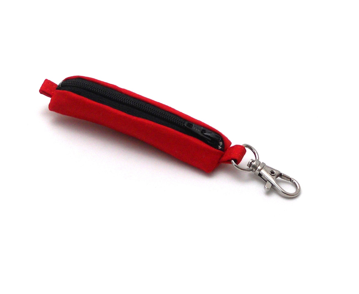 Lip balm, Headphones, Flashdrive Holder - Red with Black Zipper